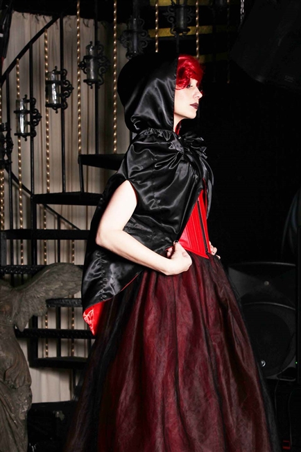 Red Satin with Black Satin hooded Cape is fully reversible and features ...